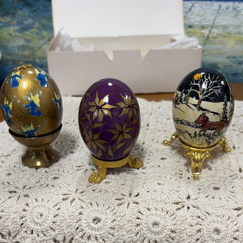 Hand Painted Egg Set with holders